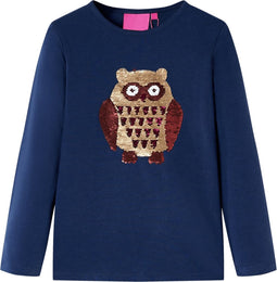 vidaXL-Kindershirt-met-lange-mouwen-uil-van-pailletten-92-marineblauw