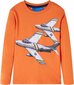 vidaXL-Kindershirt-met-lange-mouwen-vliegtuigprint-92-donkeroranje