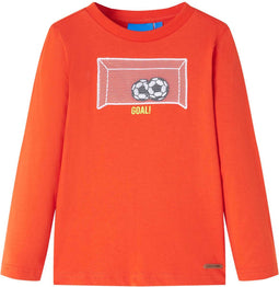 vidaXL-Kindershirt-met-lange-mouwen-voetbaldoelprint-116-feloranje