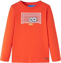 vidaXL-Kindershirt-met-lange-mouwen-voetbaldoelprint-140-feloranje