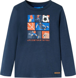 vidaXL-Kindershirt-met-lange-mouwen-voetbalprint-104-gemêleerd-marineblauw