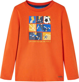 vidaXL-Kindershirt-met-lange-mouwen-voetbalprint-128-oranje