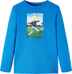 vidaXL-Kindershirt-met-lange-mouwen-voetbalspelerprint-116-kobaltblauw
