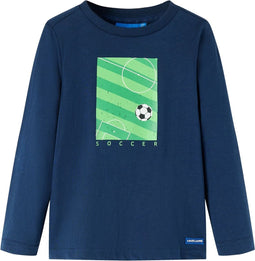 vidaXL-Kindershirt-met-lange-mouwen-voetbalveldprint-92-marineblauw