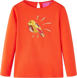 vidaXL-Kindershirt-met-lange-mouwen-vogelprint-104-donkeroranje
