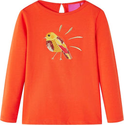 vidaXL-Kindershirt-met-lange-mouwen-vogelprint-92-donkeroranje