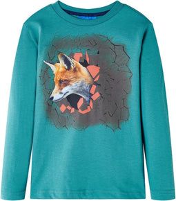 vidaXL-Kindershirt-met-lange-mouwen-vossenprint-104-donkerzeeblauw