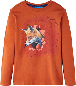 vidaXL-Kindershirt-met-lange-mouwen-vossenprint-104-lichtroestkleurig