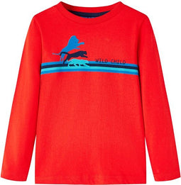 vidaXL-Kindershirt-met-lange-mouwen-wilde-dierenprint-140-rood