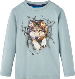 vidaXL-Kindershirt-met-lange-mouwen-wolvenprint-116-lichtblauw
