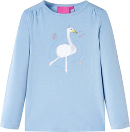 vidaXL-Kindershirt-met-lange-mouwen-zwanenprint-104-lichtblauw