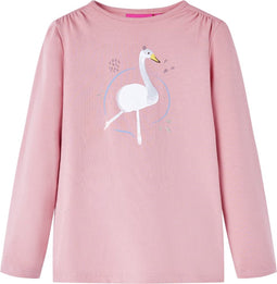 vidaXL-Kindershirt-met-lange-mouwen-zwanenprint-128-lichtroze
