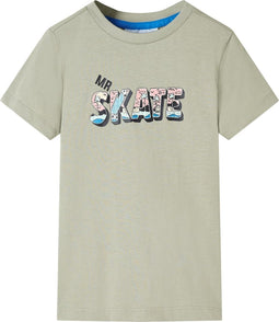 vidaXL-Kindershirt-skateprint-116-lichtkakikleurig