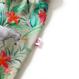 vidaXL-Kindershorts-met-trekkoord-eenhoorn-en-plantenprint-128-lichtkaki