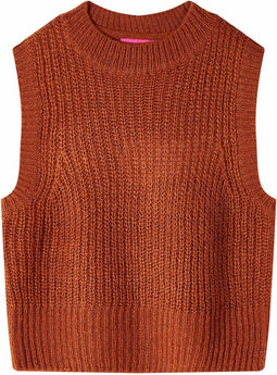 vidaXL-Kinderspencer-gebreid-116-cognackleurig