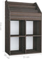 vidaXL - Kindertijdschriftenrek - 71x30x114 - cm - bewerkt - hout - grijs - en - eiken