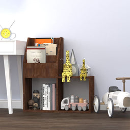 vidaXL - Kindertijdschriftenrek - 71x30x78,5 - cm - bewerkt - hout - bruineiken