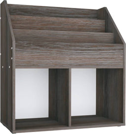 vidaXL - Kindertijdschriftenrek - 71x30x78,5 - cm - hout - grijs - en - eikenkleur