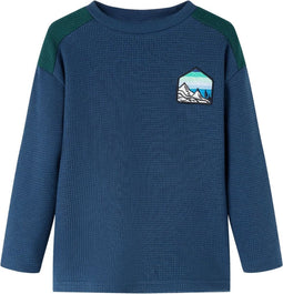 vidaXL-Kindertrui-gewafeld-met-print-128-marineblauw
