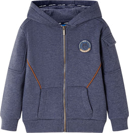 vidaXL-Kindervest-met-capuchon-en-rits-104-gemêleerd-donkerblauw