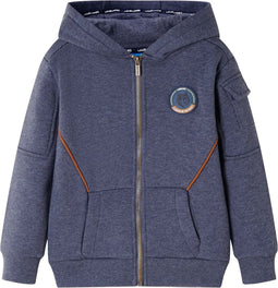 vidaXL-Kindervest-met-capuchon-en-rits-140-gemêleerd-donkerblauw