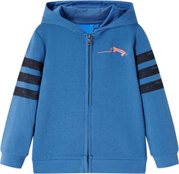 vidaXL-Kindervest-met-capuchon-en-rits-skateboardprint-116-blauw