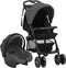 vidaXL - Kinderwagen - 3-in-1 - staal - donkergrijs - en - zwart