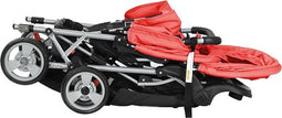 vidaXL - Kinderwagen - dubbel - staal - roze - en - zwart