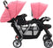 vidaXL - Kinderwagen - dubbel - staal - roze - en - zwart