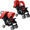 vidaXL - Kinderwagen - dubbel - staal - roze - en - zwart