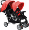 vidaXL - Kinderwagen - dubbel - staal - roze - en - zwart
