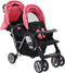 vidaXL - Kinderwagen - dubbel - staal - roze - en - zwart