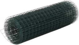 vidaXL Kippengaas 25x0.5 m staal met PVC coating groen