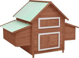 vidaXL - Kippenhok - 150x96x110 - cm - massief - vurenhout - mokkakleurig - en - wit