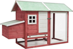 vidaXL - Kippenhok - 170x81x110 - cm - massief - grenen- - en - vurenhout - rood