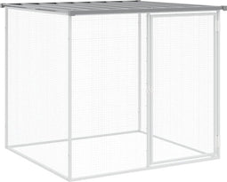 vidaXL - Kippenhok - met - dak - 103x98x90 - cm - gegalvaniseerd - staal - lichtgrijs