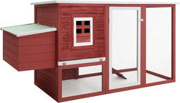 vidaXL - Kippenhok - met - nachthok - hout - rood