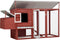 vidaXL - Kippenhok - met - nachthok - hout - rood