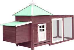 vidaXL - Kippenhok - met - nestkast - 190x72x102 - massief - vurenhout - mokkakleur