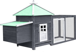 vidaXL - Kippenhok - met - nestkast - 190x72x102 - massief - vurenhout - grijs
