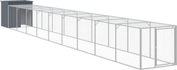 vidaXL - Kippenhok - met - ren - 110x1017x110 - cm - staal - antraciet