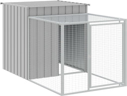 vidaXL - Kippenhok - met - ren - 110x201x110 - cm - gegalvaniseerd - staal - grijs