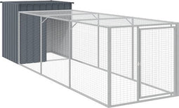 vidaXL - Kippenhok - met - ren - 110x405x110 - cm - gegalvaniseerd - staal - antraciet