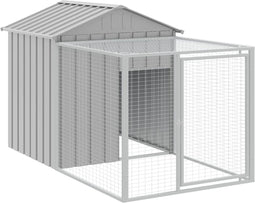 vidaXL - Kippenhok - met - ren - 117x201x123 - cm - gegalvaniseerd - staal - grijs