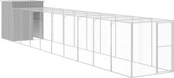 vidaXL - Kippenhok - met - ren - 165x1067x181 - cm - staal - lichtgrijs