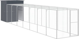 vidaXL - Kippenhok - met - ren - 165x863x181 - cm - gegalvaniseerd - staal - antraciet