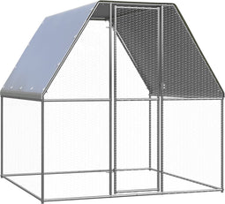 vidaXL - Kippenkooi - 2x2x2 - m - gegalvaniseerd - staal - zilverkleurig - en - grijs