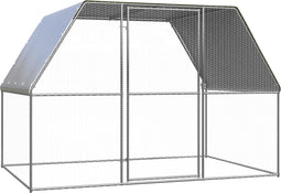 vidaXL - Kippenkooi - 3x2x2 - m - gegalvaniseerd - staal - zilverkleurig - en - grijs
