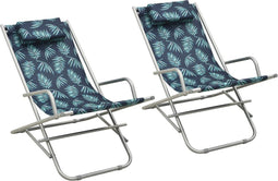 vidaXL - Klapstoelen - 2 - st - staal - bladpatroon