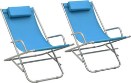 vidaXL - Klapstoelen - 2 - st - staal - blauw